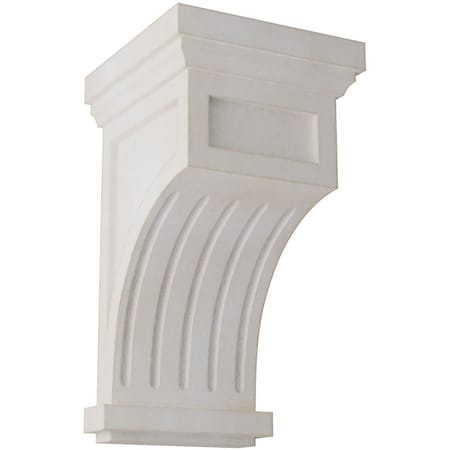 Ekena Millwork 7"W x 7 1/2"D x 13"H Fluted Wood Vintage Decor Corbel, Chalk Dust White CORWD07X07X13FLWH
